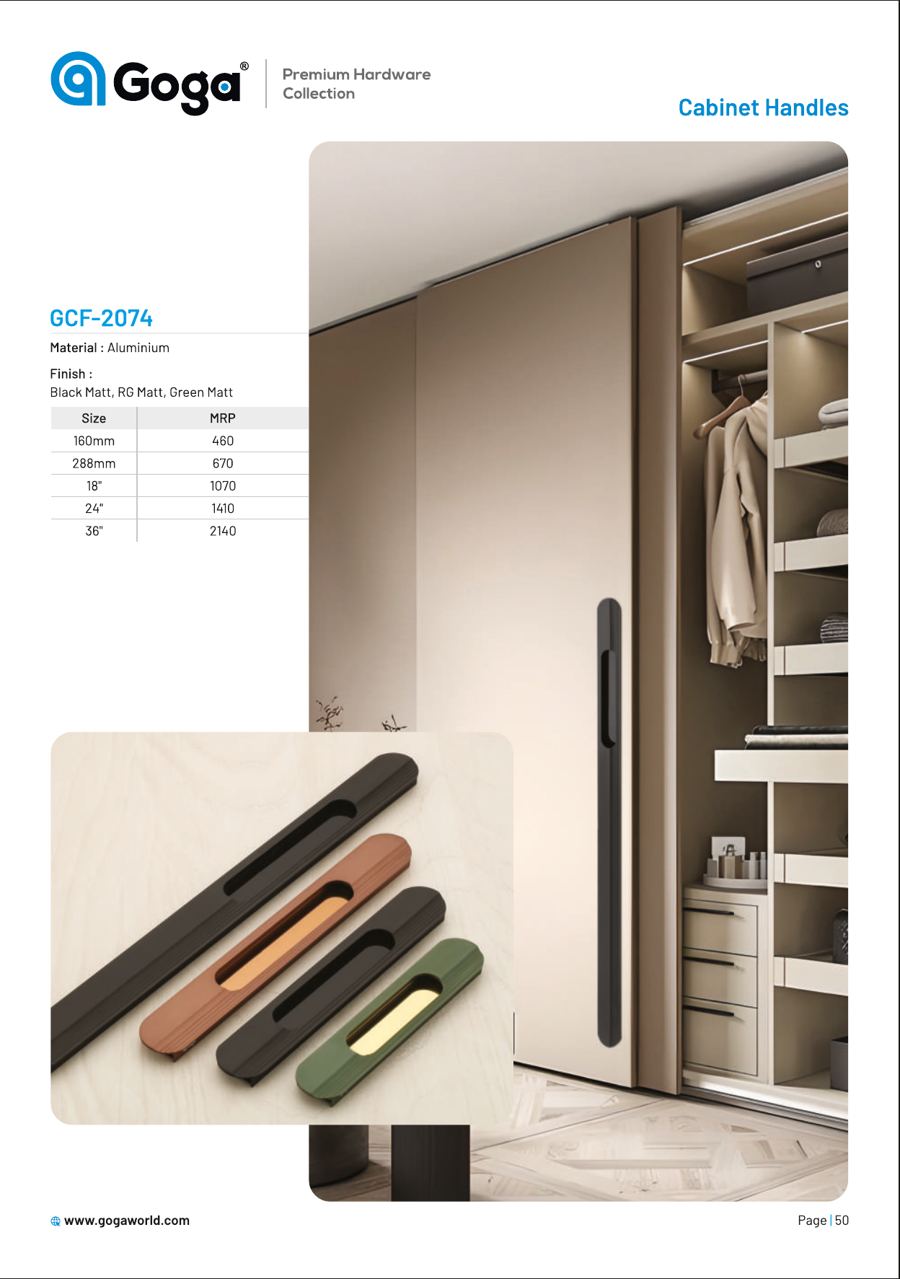 GCF-2074 Conceal Handle in Black Matt, RG Matt, Green Matt