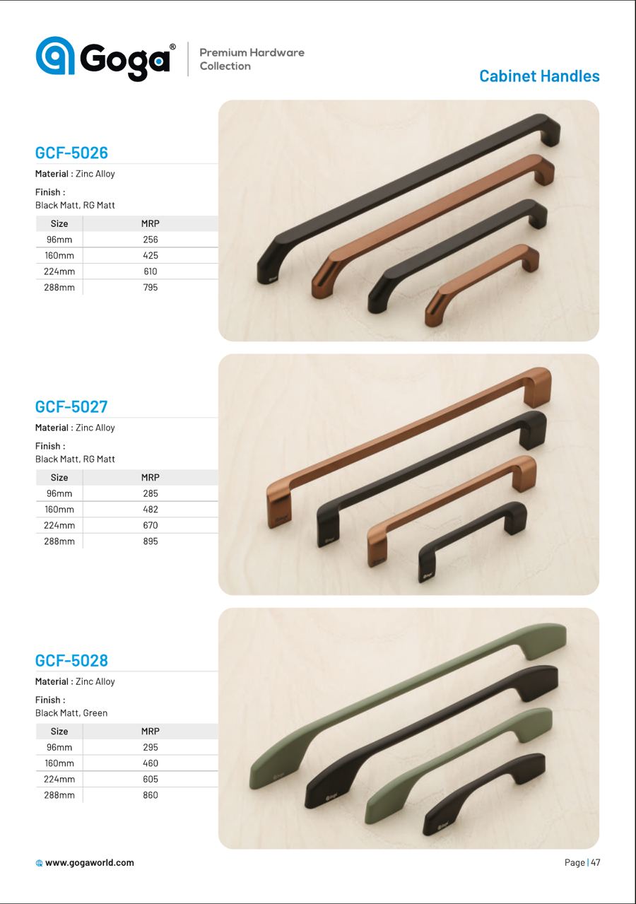 GCF-5026 Cabinet Handle in Black Matt, RG Matt