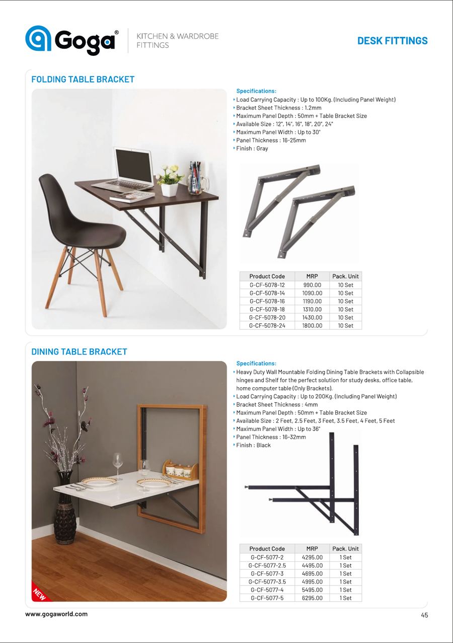 Folding Table Bracket Dining Table Bracket in Gray