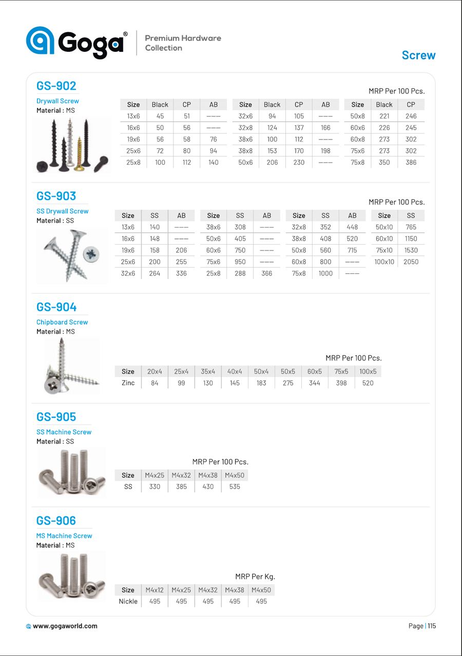 Goga Screws & Machine Bolts