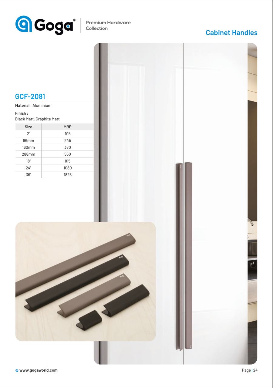 GCF-2081 Cabinet Handle in Black Matt, Graphite Matt