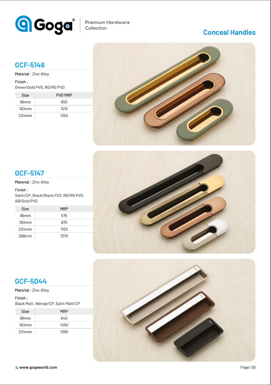 GCF-5146 Conceal Handle in Green/Gold PVD, RG/RG PVD