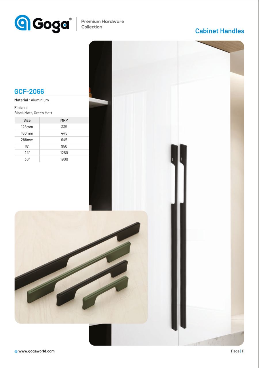 GCF-2066 Cabinet Handle in Black Matt, Green Matt