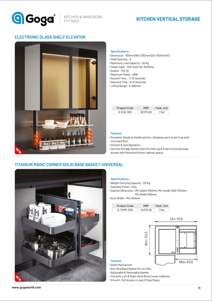 Electronic Glass Shelf Elevator in 
