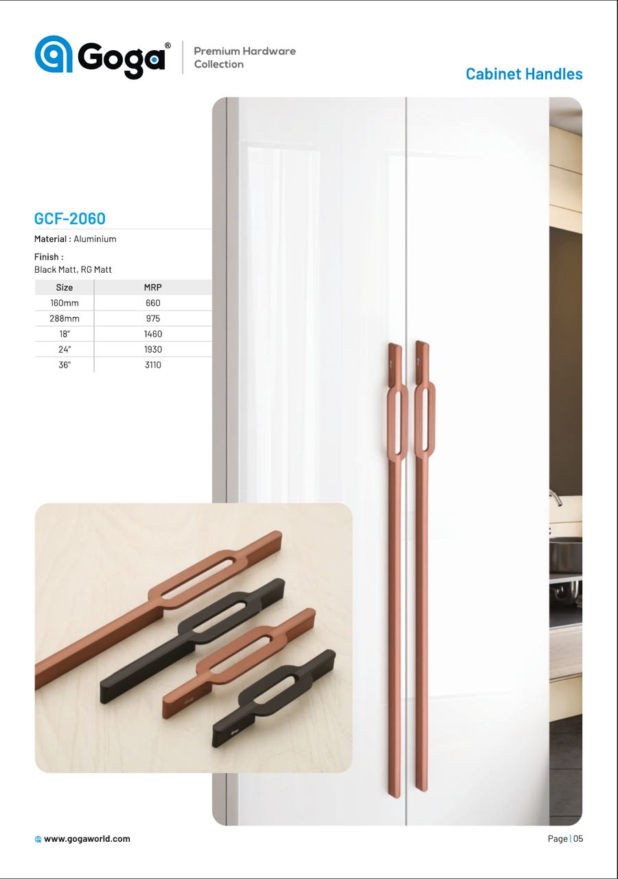 GCF-2060 Cabinet Handle in Black Matt, RG Matt