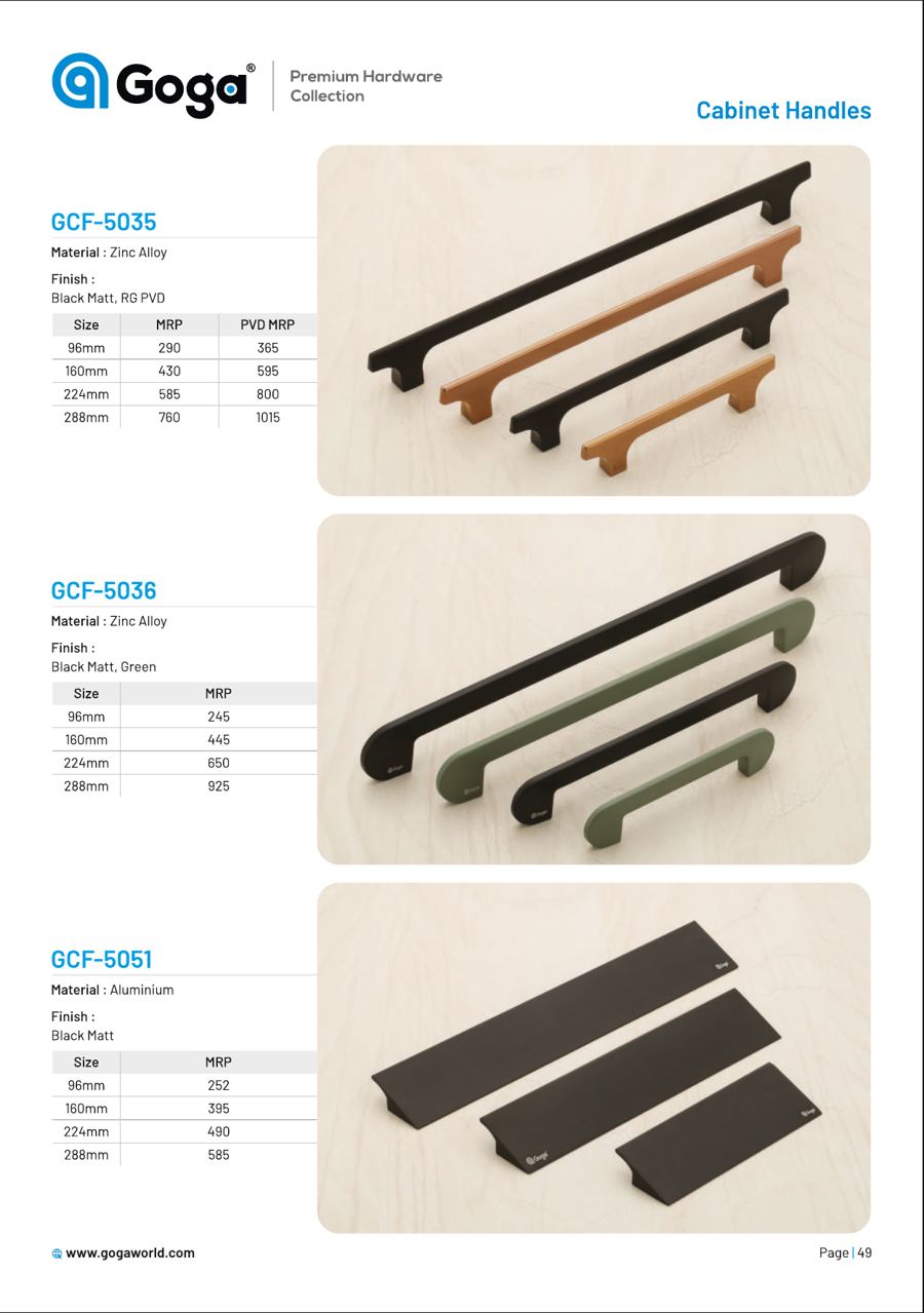 GCF-5035 Cabinet Handle in Black Matt, RG PVD