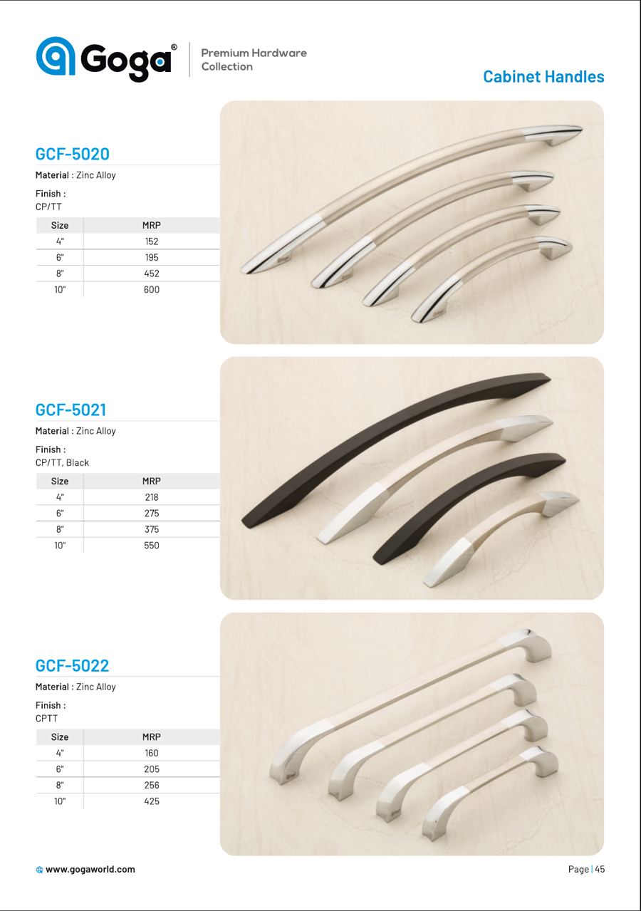 GCF-5020 Cabinet Handle in CP/TT