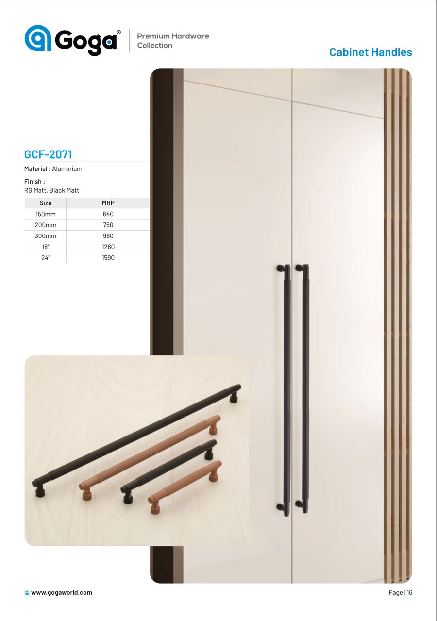 GCF-2071 Cabinet Handle in RG Matt, Black Matt