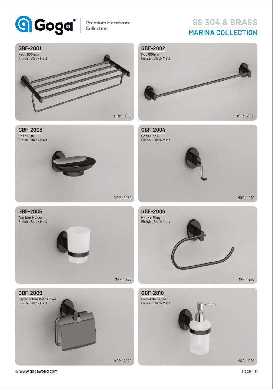 GBF-2001 Bathroom Fitting in Black Matt Finish : Black Matt
