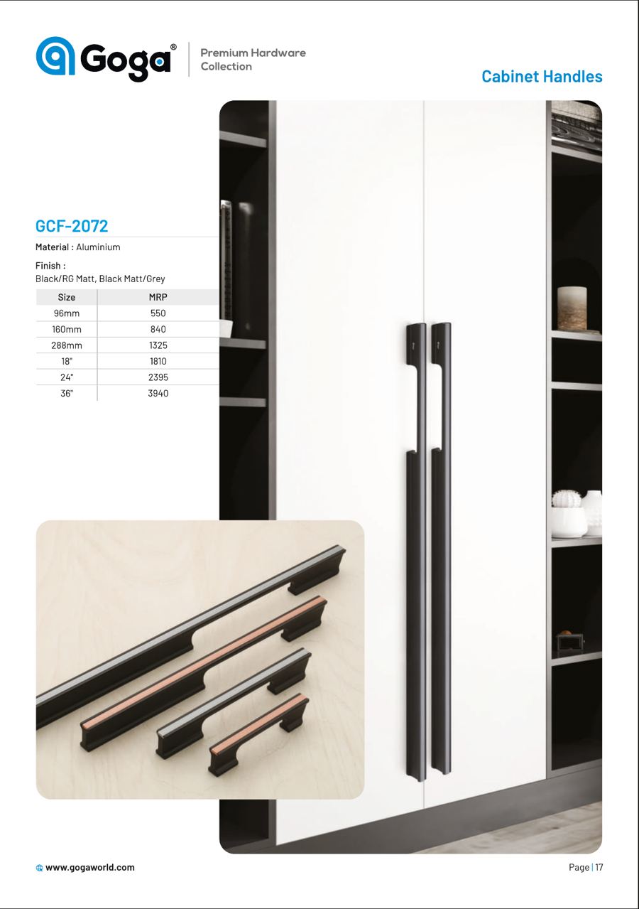 GCF-2072 Cabinet Handle in Black/RG Matt, Black Matt/Grey