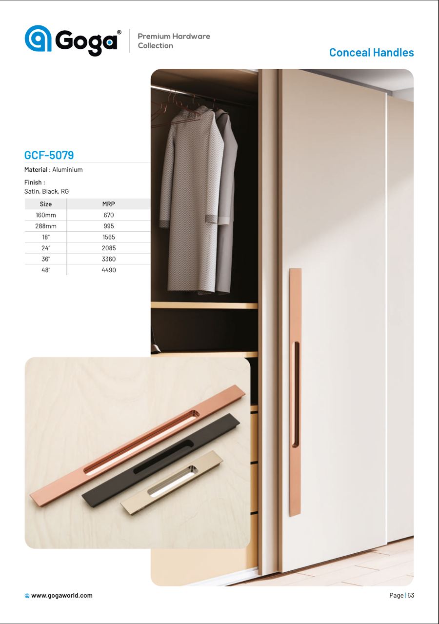 GCF-5079 Conceal Handle in Satin, Black, RG