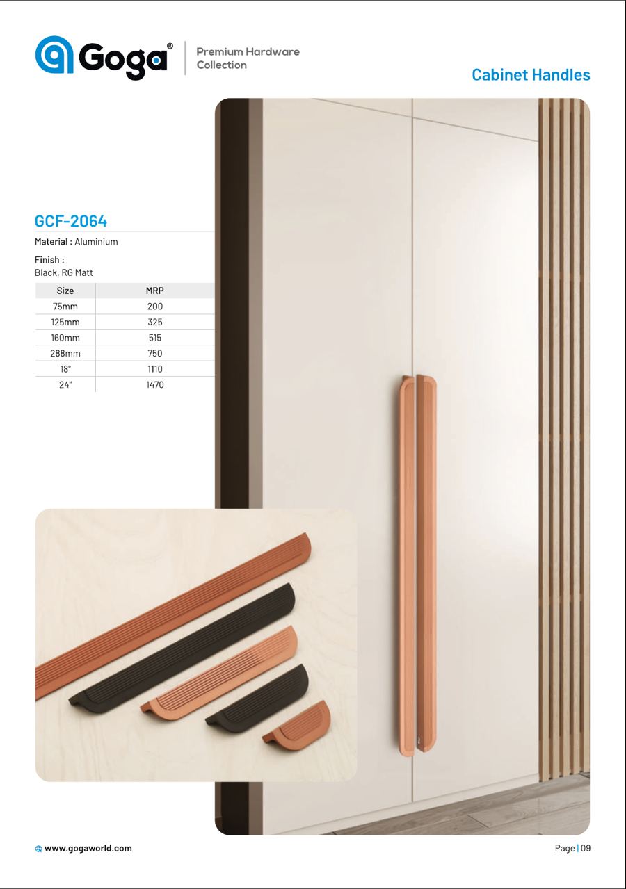 GCF-2064 Cabinet Handle in Black, RG Matt