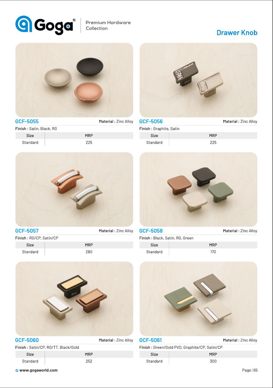 GCF-5055 Drawer Knob & Kadi in Satin, Black, RG Finish : Graphite, Satin