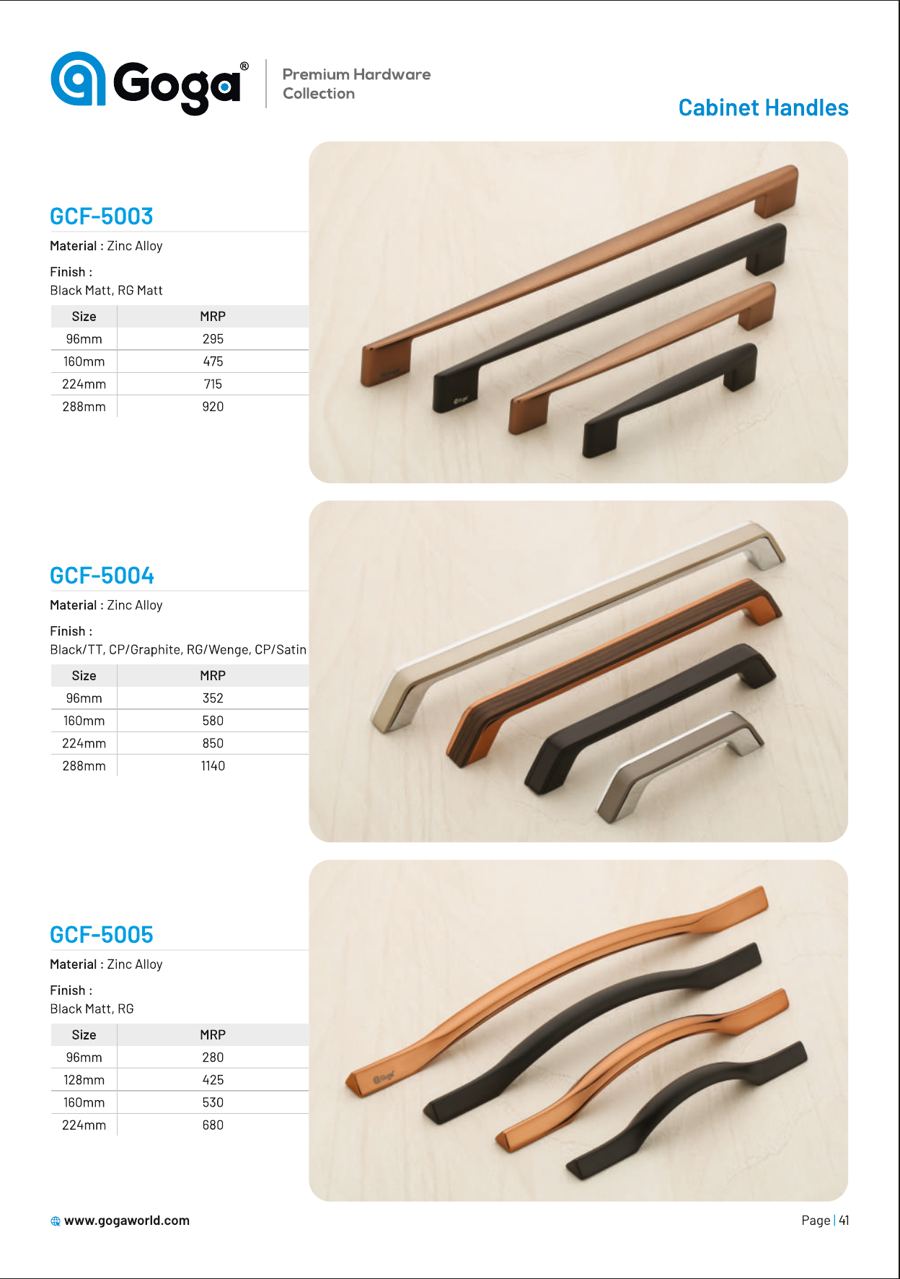 GCF-5003 Cabinet Handle in Black Matt, RG Matt