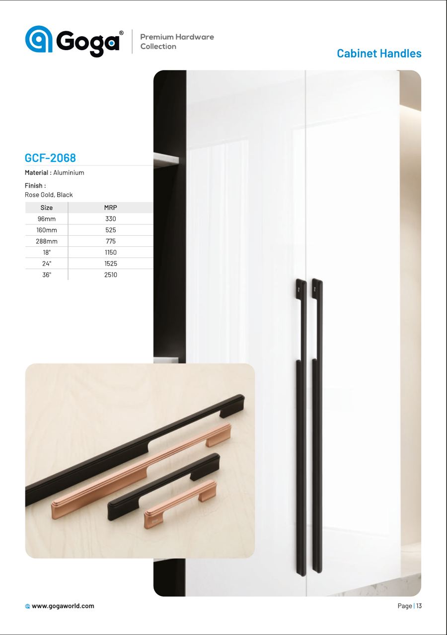 GCF-2068 Cabinet Handle in Rose Gold, Black