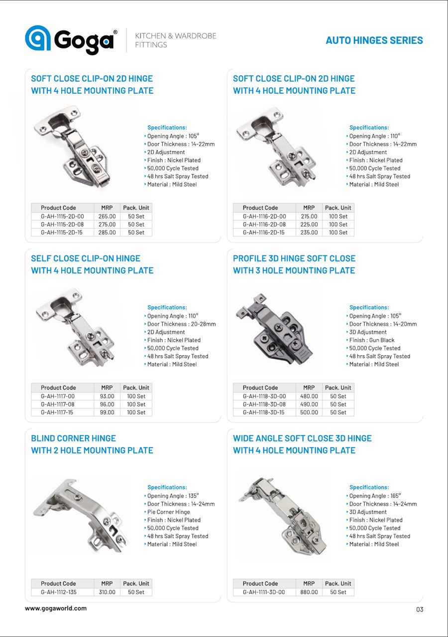 Soft Close Clip-On 2D Hinge With 4 Hole Mounting Plate in Nickel Plated