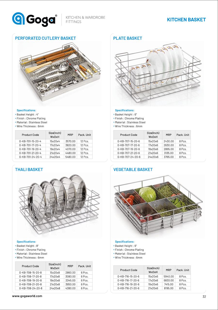 Perforated Cutlery Basket Plate Basket in Chrome Plating * Finish : Chrome Plating